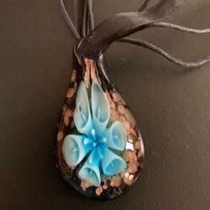 Hand blown glass heart necklace